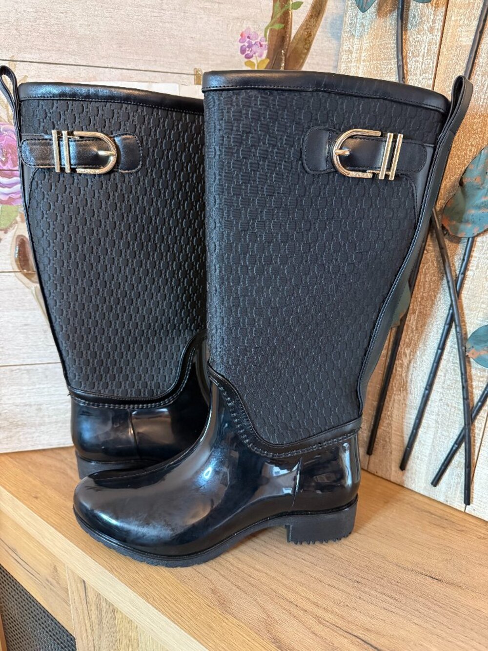Tommy Hilfiger Women's Black Tall Rain Boots Size 7